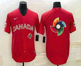 Mens Canada Baseball 2023 Red World Big Logo With Patch Classic Stitched Jersey->2023 world baseball classic->MLB Jersey